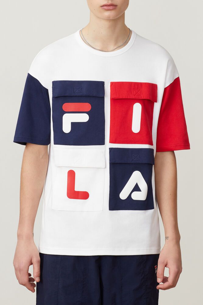 Fila T-Shirt Mens White - Hakon - Philippines 4627139-MR